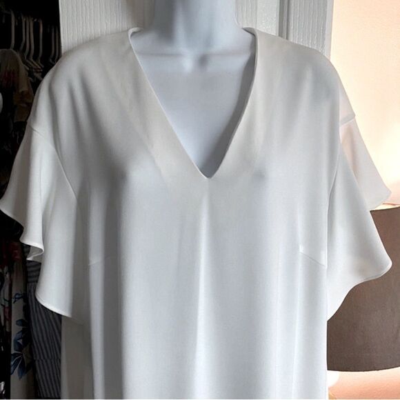 NEW ESCADA SHIFT V-NECK MIDI DRESS OFF WHITE SZ42=L - Picture 12 of 15